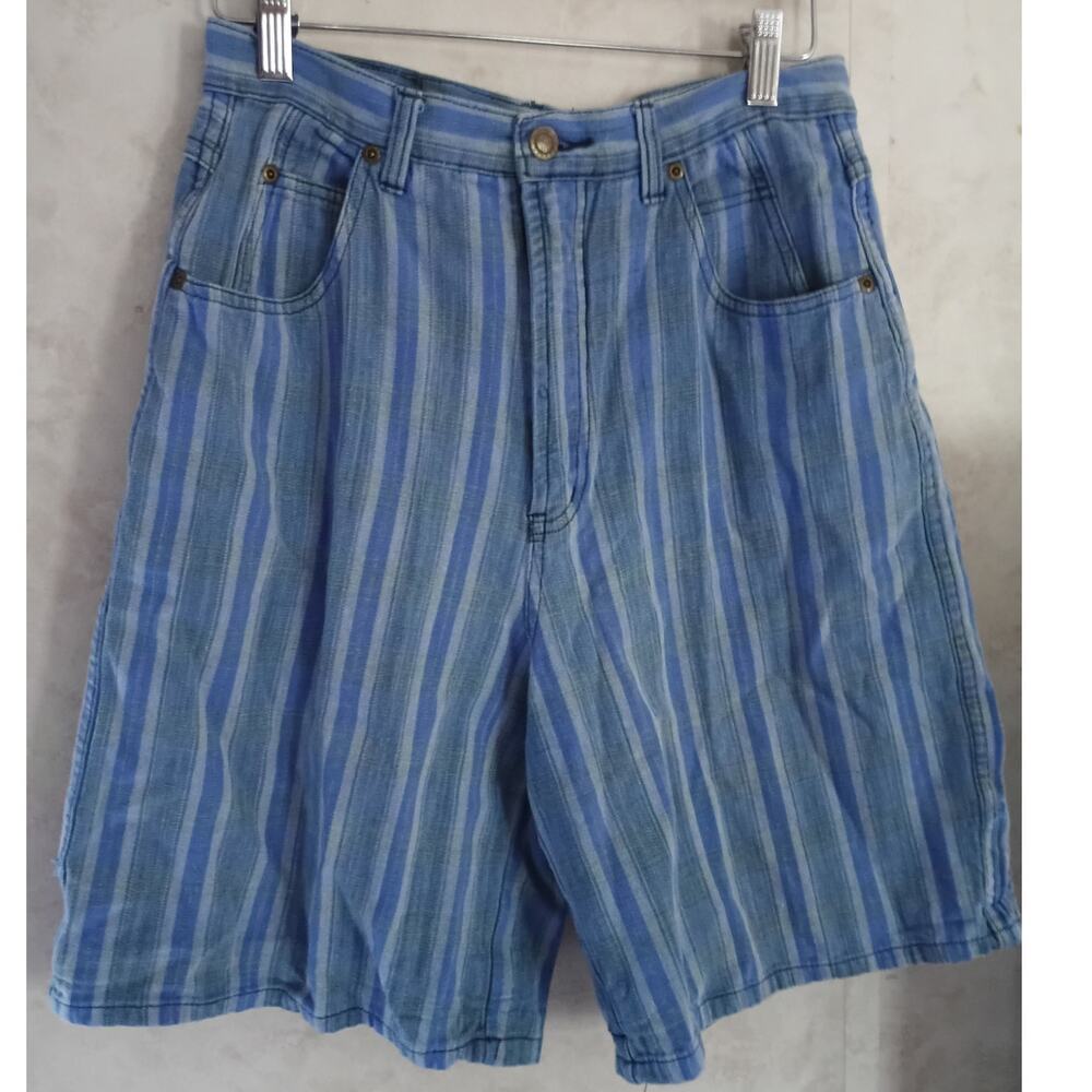 Vintage Gloria Vanderbilt Striped Denim Shorts Medium Old Money Resortwear